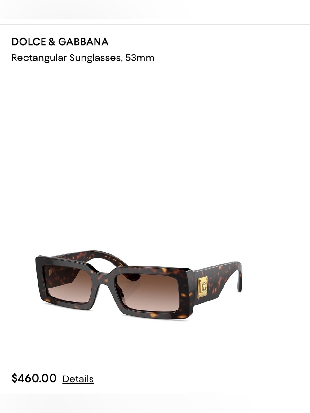 Dolce & Gabbana Tortoiseshell Rectangular Sunglasses - Brown Gradient